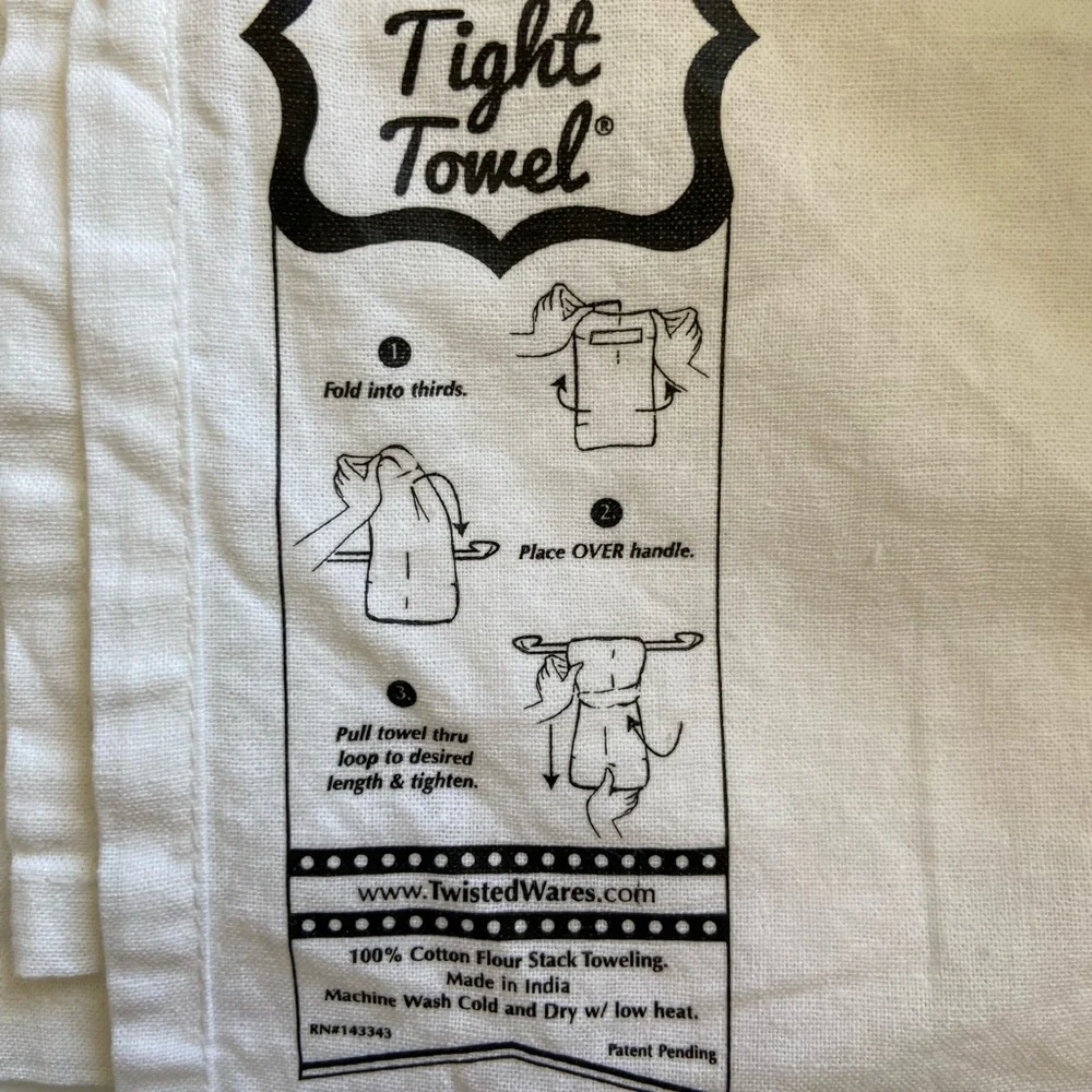 NWT Twisted Wares Hang Tight Towel Who Cut One Cake Kitchen Linen Towel White
